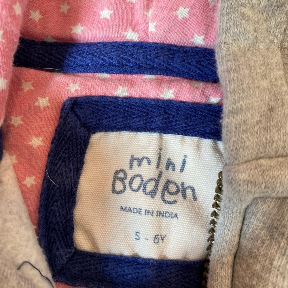 Mini Boden Girls 5-6 Gray Rainbow Zip Up Hooded Sweater - Picture 5 of 8